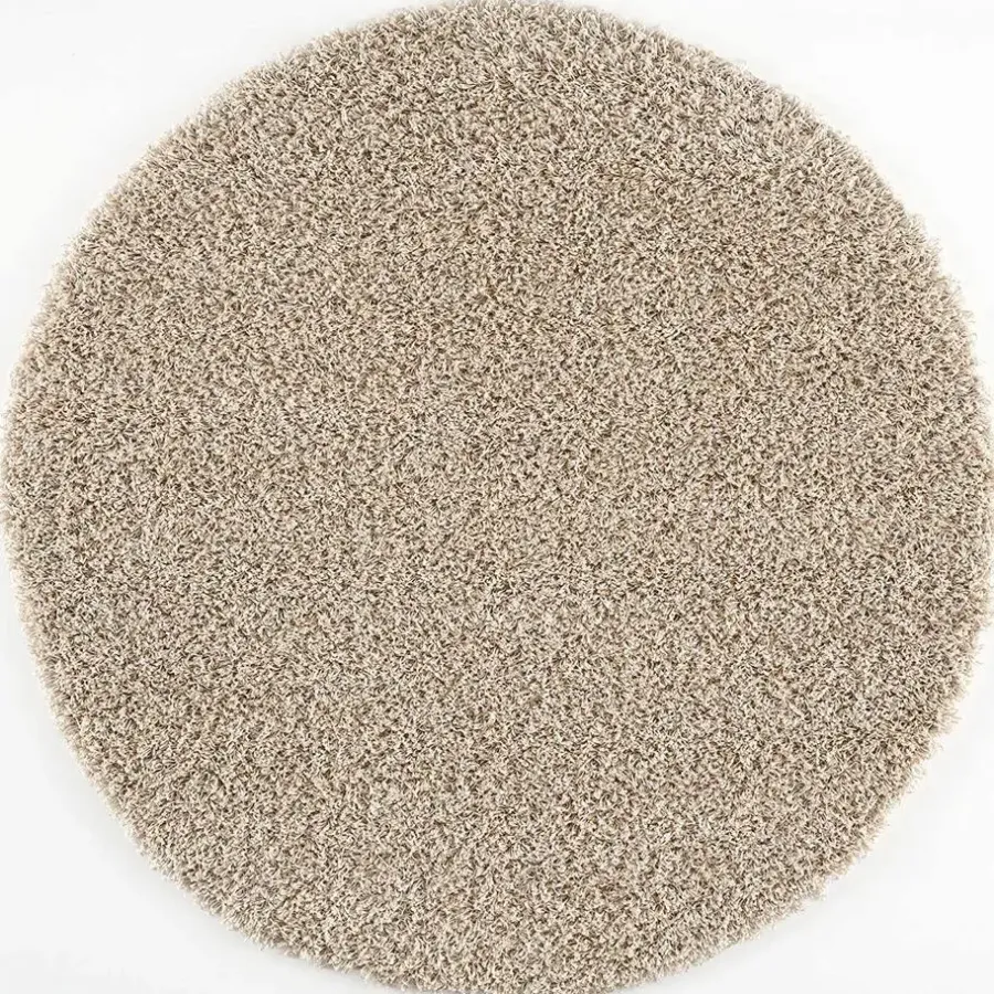 Vloerkleden|Hoogpolige Vloerkleden-Muratap Loca Shaggy Rond Vloerkleed Beige Hoogpolig - 200 CM ROND