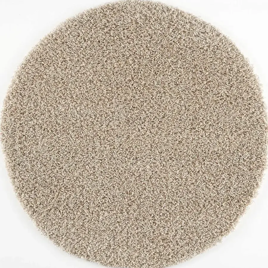 Vloerkleden|Hoogpolige Vloerkleden-Muratap Loca Shaggy Rond Vloerkleed Beige Hoogpolig - 200 CM ROND