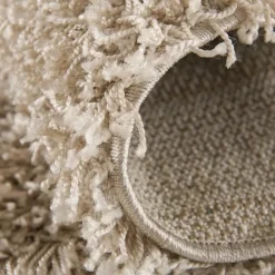 Vloerkleden|Hoogpolige Vloerkleden-Muratap Loca Shaggy Rond Vloerkleed Beige Hoogpolig - 200 CM ROND