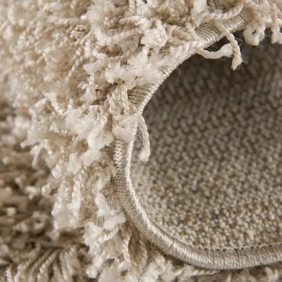 Vloerkleden|Hoogpolige Vloerkleden-Muratap Loca Shaggy Rond Vloerkleed Beige Hoogpolig - 200 CM ROND