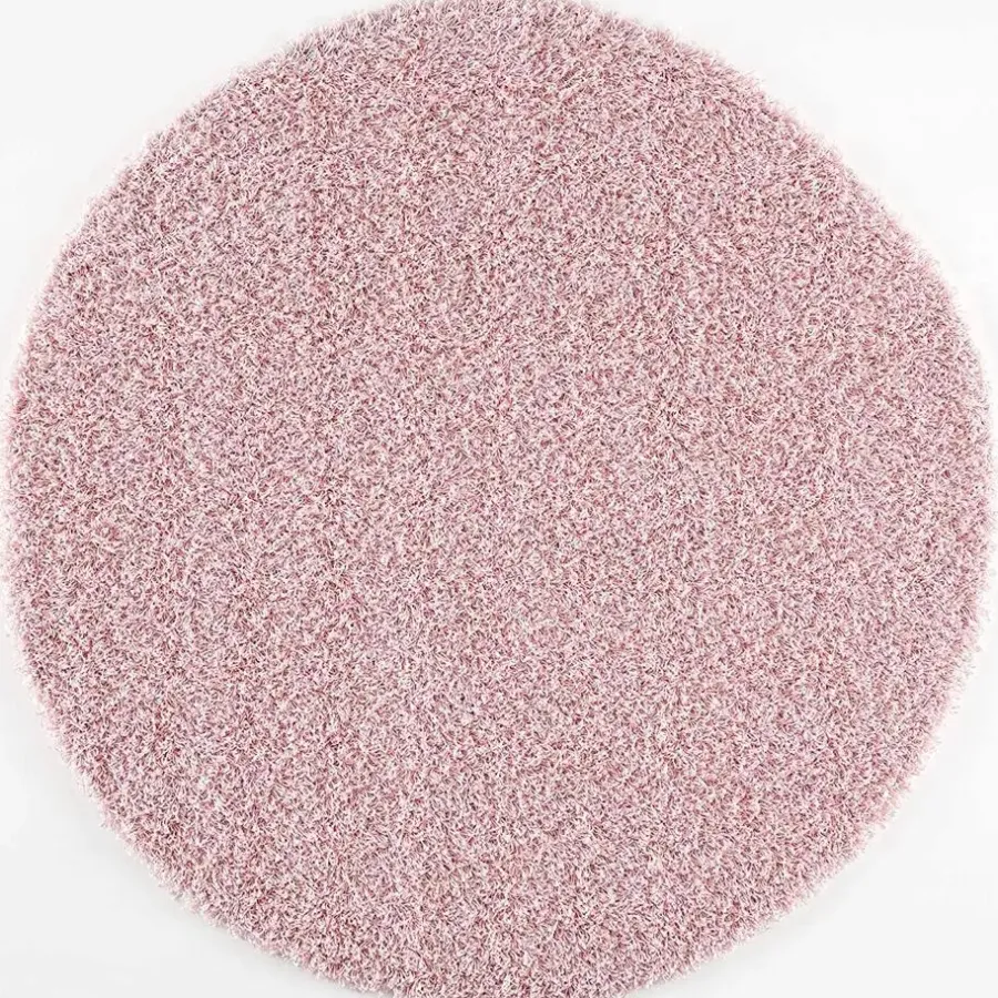 Muratap Loca Shaggy Rond Vloerkleed Licht Roze Hoogpolig - 150 CM ROND