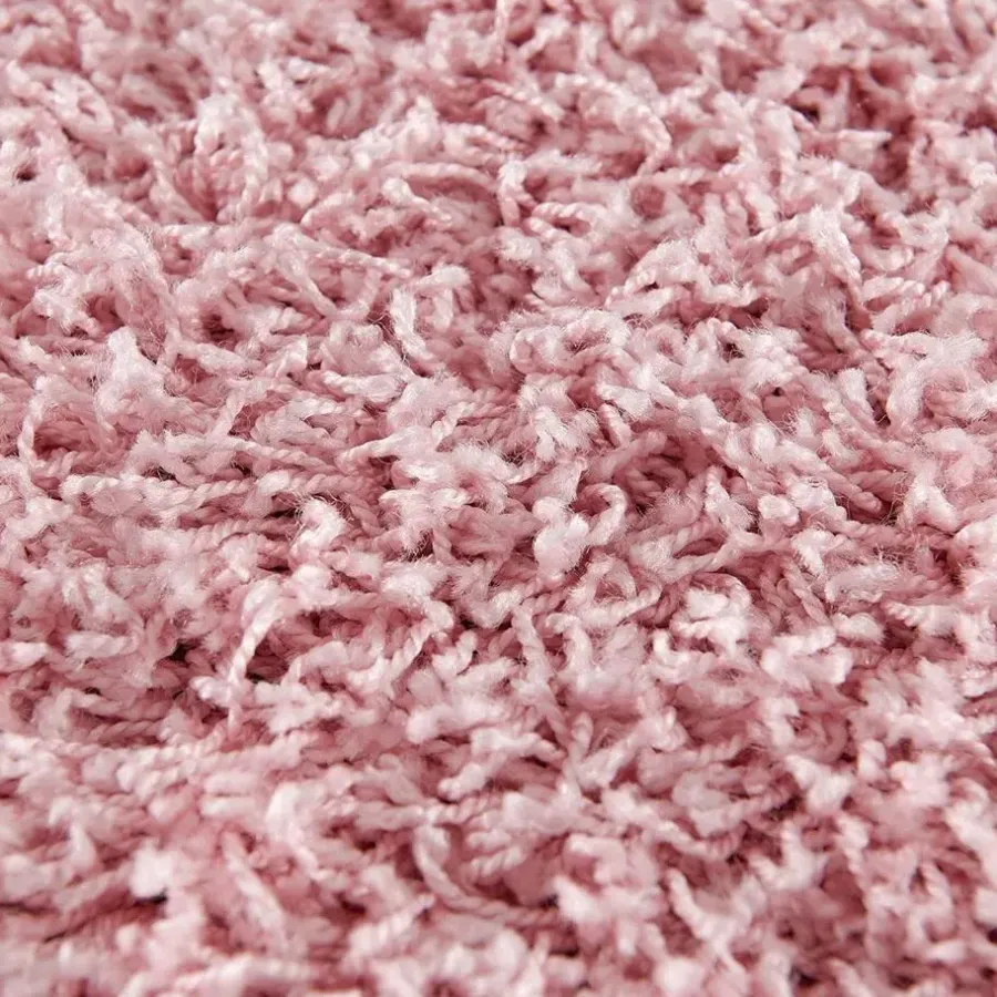 Muratap Loca Shaggy Rond Vloerkleed Licht Roze Hoogpolig - 150 CM ROND