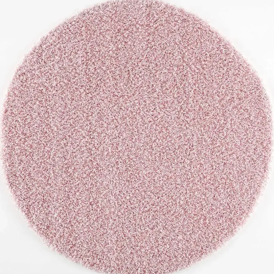 Muratap Loca Shaggy Rond Vloerkleed Licht Roze Hoogpolig - 150 CM ROND