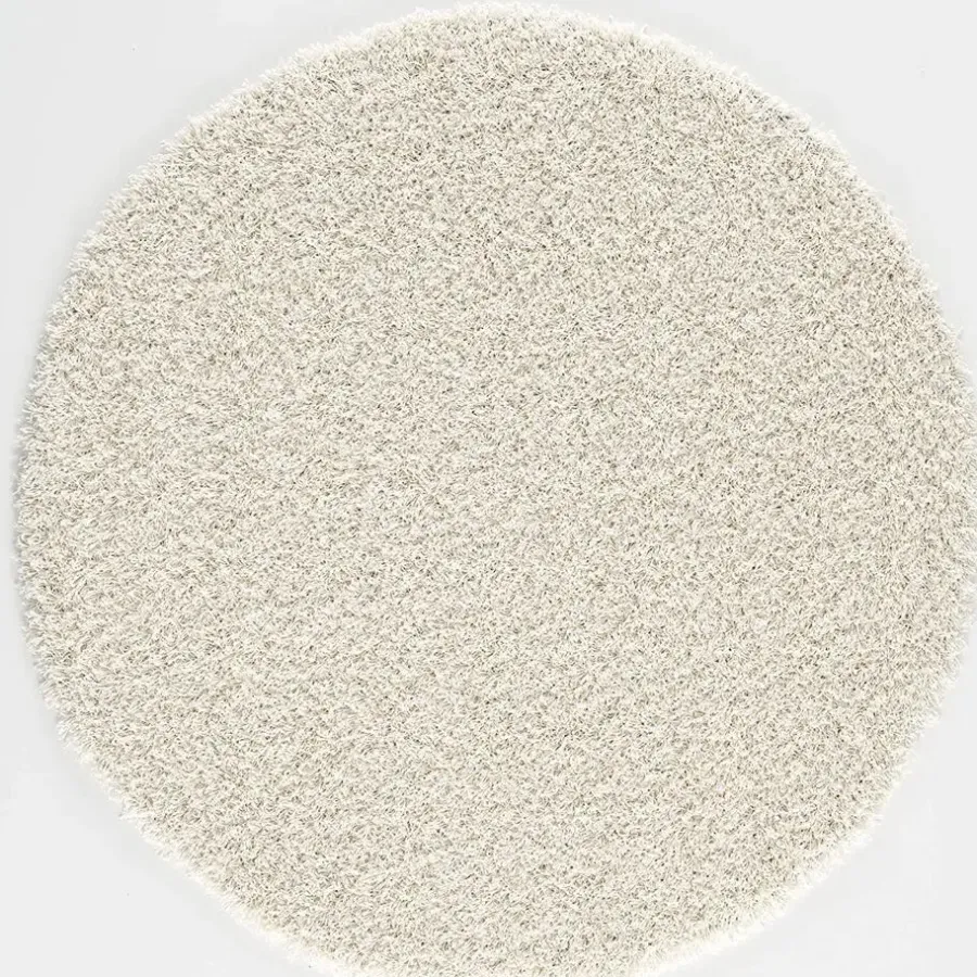 Vloerkleden|Hoogpolige Vloerkleden-Muratap Loca Shaggy Rond Vloerkleed Creme Hoogpolig - 150 CM ROND