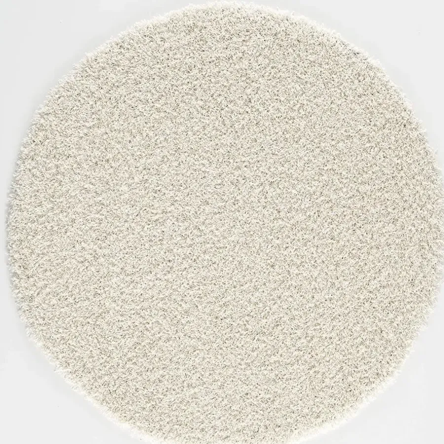 Vloerkleden|Hoogpolige Vloerkleden-Muratap Loca Shaggy Rond Vloerkleed Creme Hoogpolig - 200 CM ROND