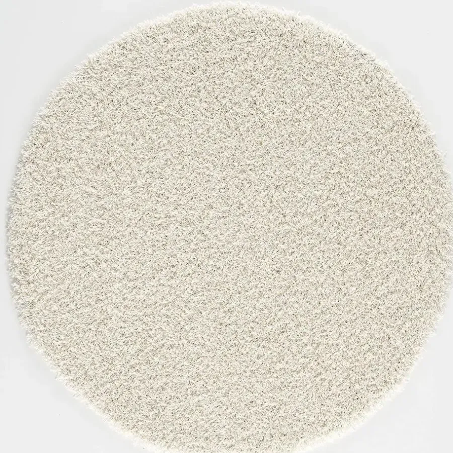 Vloerkleden|Hoogpolige Vloerkleden-Muratap Loca Shaggy Rond Vloerkleed Creme Hoogpolig - 200 CM ROND