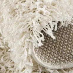 Vloerkleden|Hoogpolige Vloerkleden-Muratap Loca Shaggy Rond Vloerkleed Creme Hoogpolig - 200 CM ROND