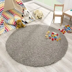 Muratap Loca Shaggy Rond Vloerkleed Lichtgrijs Hoogpolig - 200 CM ROND