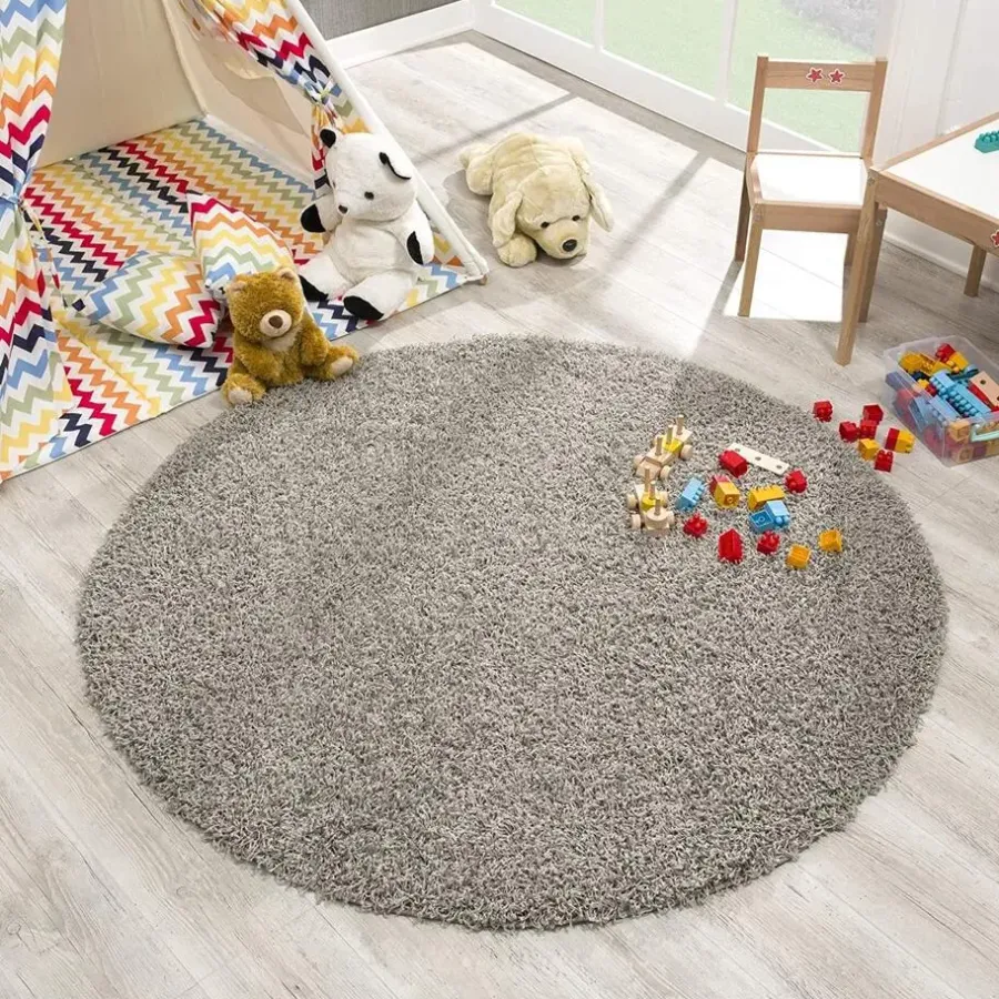 Muratap Loca Shaggy Rond Vloerkleed Lichtgrijs Hoogpolig - 150 CM ROND