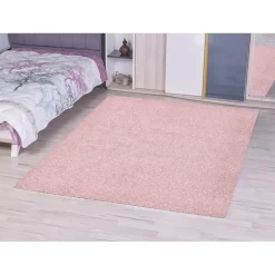 Hoogpolige Vloerkleden-Muratap Loca Shaggy Vloerkleed – Modern Uni Effen – Roze Hoogpolig & Zacht - 160x230 CM