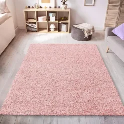 Hoogpolige Vloerkleden-Muratap Loca Shaggy Vloerkleed – Modern Uni Effen – Roze Hoogpolig & Zacht - 160x230 CM