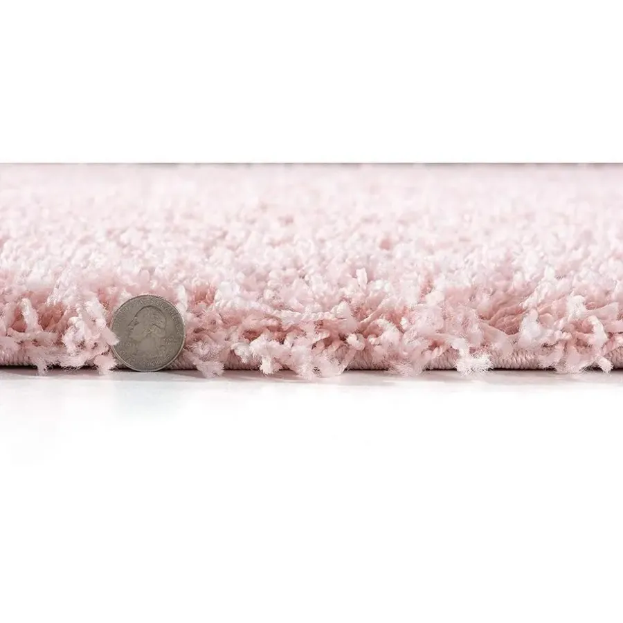 Hoogpolige Vloerkleden-Muratap Loca Shaggy Vloerkleed – Modern Uni Effen – Roze Hoogpolig & Zacht - 200x290 CM