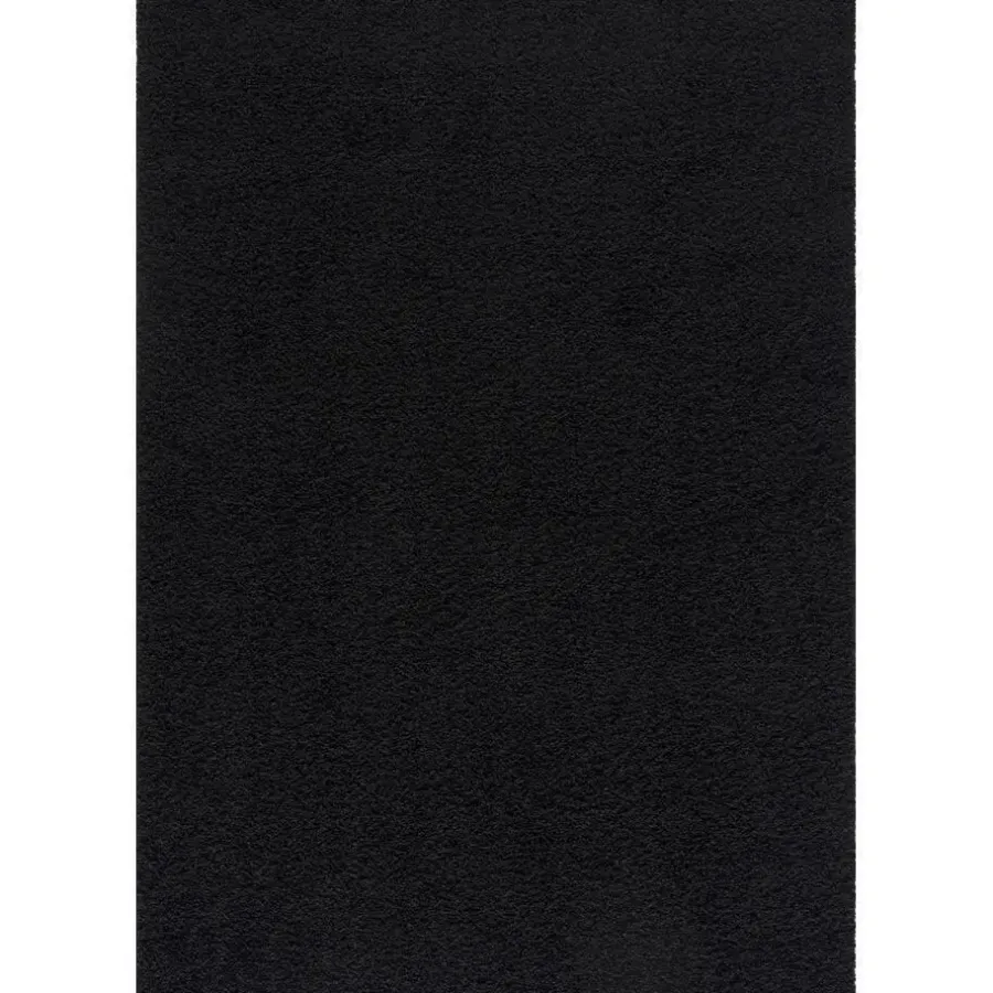 Hoogpolige Vloerkleden-Muratap Loca Shaggy Vloerkleed – Modern Uni Effen – Zwart Hoogpolig & Zacht - 120x170 CM