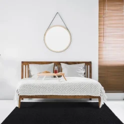 Hoogpolige Vloerkleden-Muratap Loca Shaggy Vloerkleed – Modern Uni Effen – Zwart Hoogpolig & Zacht - 120x170 CM