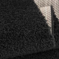 Hoogpolige Vloerkleden-Muratap Loca Shaggy Vloerkleed – Modern Uni Effen – Zwart Hoogpolig & Zacht - 160x230 CM