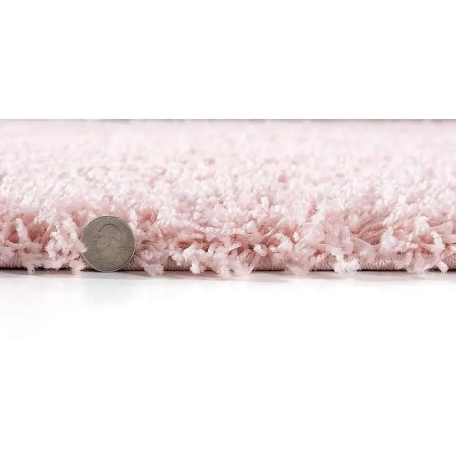 Muratap Loca Shaggy Vloerkleed – Modern Uni Effen – Roze Hoogpolig & Zacht - 140x200 CM