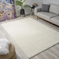 Vloerkleden|Hoogpolige Vloerkleden-Muratap Loca Shaggy Vloerkleed Creme Hoogpolig - 160x230 CM