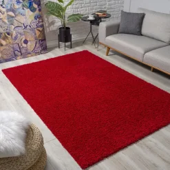 Hoogpolige Vloerkleden-Muratap Loca Shaggy Vloerkleed Rood Hoogpolig - 140x200 CM