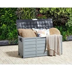 Kussenboxen-Beliani LOCARNO - Kussenbox - Grijs/Zwart - 112 cm - Synthetisch materiaal
