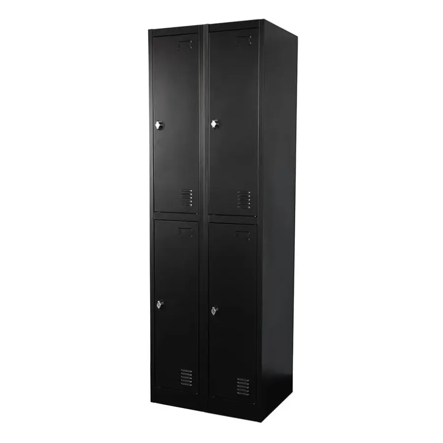 IVOL Lockerkast Zwart - 60x185 cm - 4 lockers
