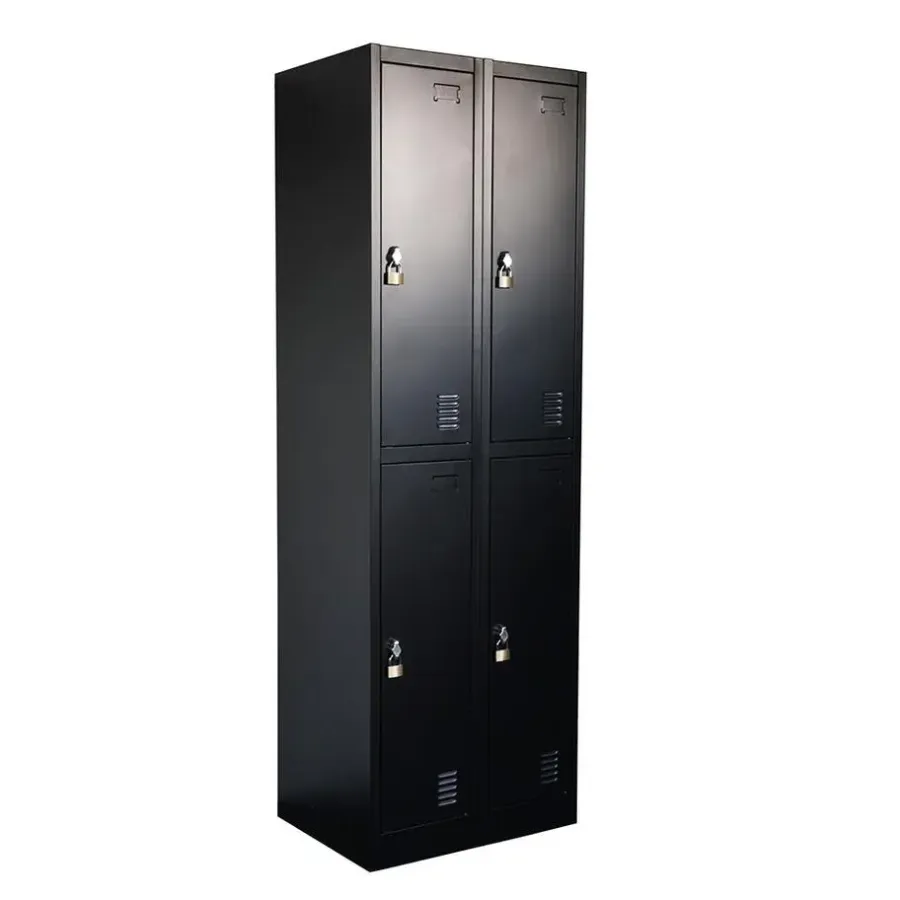 IVOL Lockerkast Zwart - 60x185 cm - 4 lockers