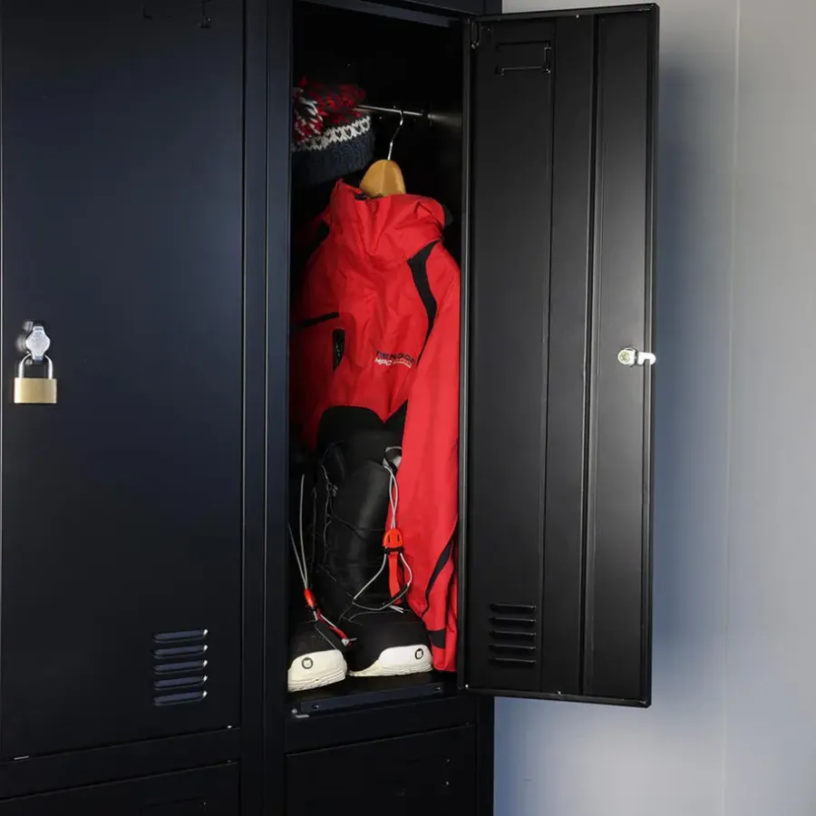 IVOL Lockerkast Zwart - 60x185 cm - 4 lockers