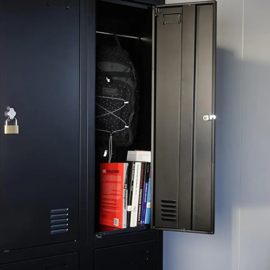 IVOL Lockerkast Zwart - 60x185 cm - 4 lockers