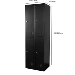 IVOL Lockerkast Zwart - 60x185 cm - 4 lockers