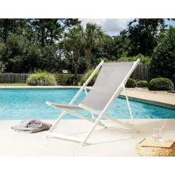 Kamperen En Outdoor-Beliani LOCRI II - Strandstoel - Grijs/Wit - Polyester