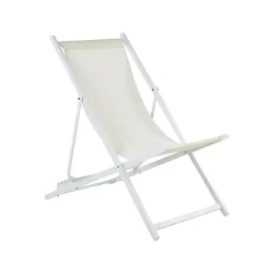 Kamperen En Outdoor-Beliani LOCRI II - Strandstoel - Wit/Beige - Polyester