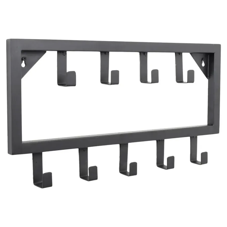 Kapstokken-Loft24 LOFT42 Bono Small Kapstok - Zwart – Metaal – 9 haken - 50x26x4