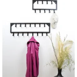 Kapstokken-Loft24 LOFT42 Bono Small Kapstok - Zwart – Metaal – 9 haken - 50x26x4