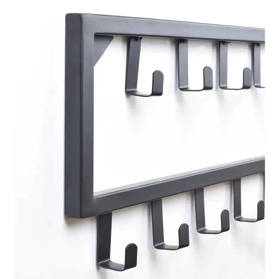 Kapstokken-Loft24 LOFT42 Bono Small Kapstok - Zwart – Metaal – 9 haken - 50x26x4