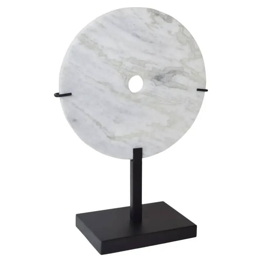 Beelden-Loft24 LOFT42 Circle Ornament op Voet - Marmer - Metaal - Ø30