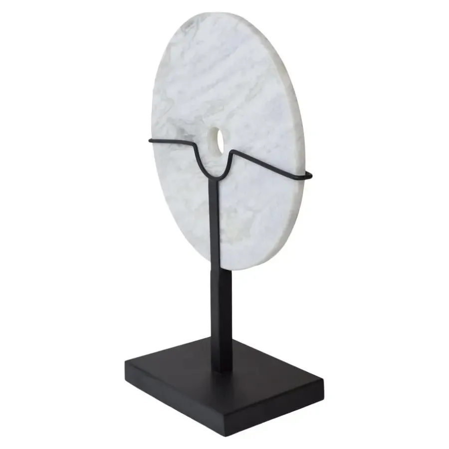 Beelden-Loft24 LOFT42 Circle Ornament op Voet - Marmer - Metaal - Ø30
