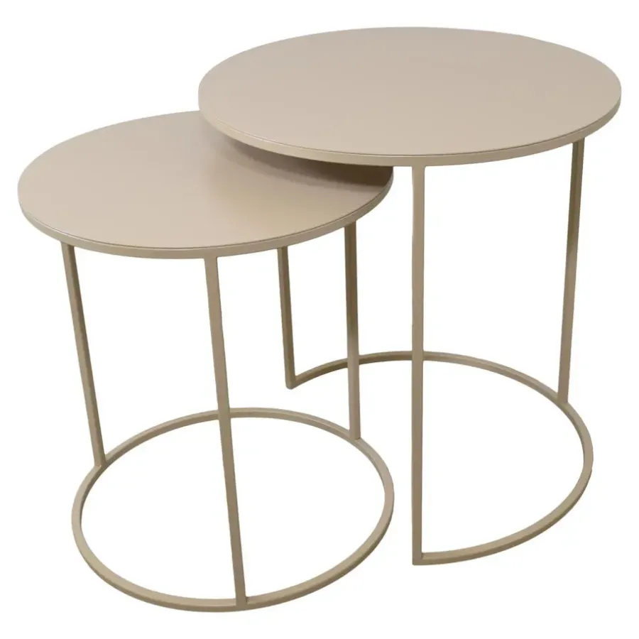 Bijzettafels-Loft24 LOFT42 Elvy Set Bijzettafels Rond - Beige - Ø49x52