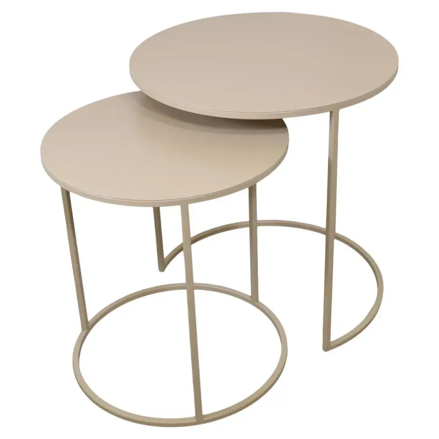 Bijzettafels-Loft24 LOFT42 Elvy Set Bijzettafels Rond - Beige - Ø49x52