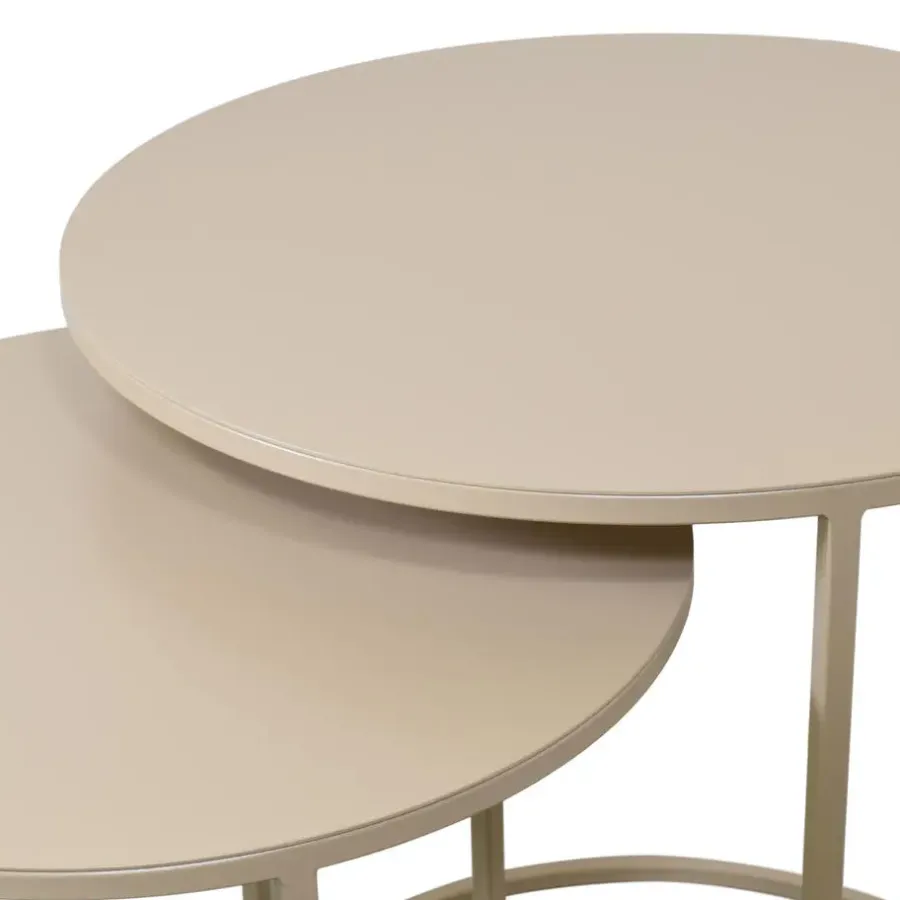 Bijzettafels-Loft24 LOFT42 Elvy Set Bijzettafels Rond - Beige - Ø49x52