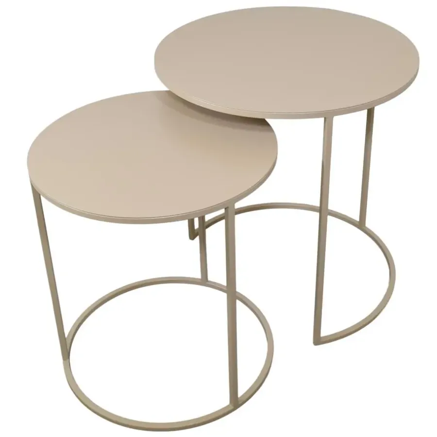 Bijzettafels-Loft24 LOFT42 Elvy Set Bijzettafels Rond - Beige - Ø49x52