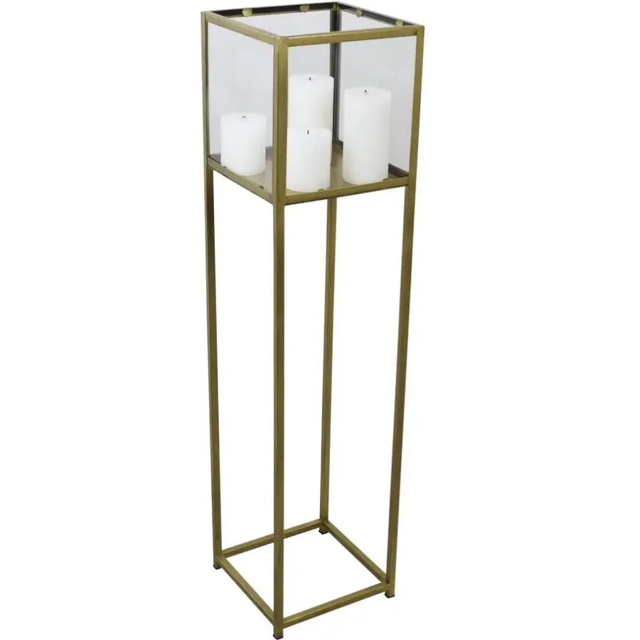 Loft24 LOFT42 Flint Staand Windlicht Antique Messing - Metaal