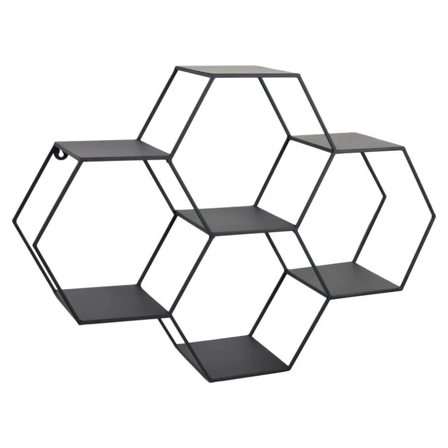 Wandrekken-Loft24 LOFT42 Hexagon Wandrek Zeshoekig - Zwart - 57x80x20