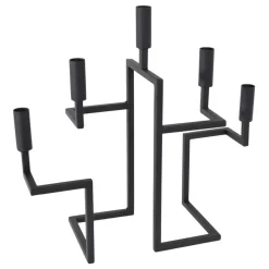 Kandelaars En Windlichten-Loft24 LOFT42 Hook Kandelaar - 5 Kaarsen - Metaal - Mat Zwart - 44x42x16