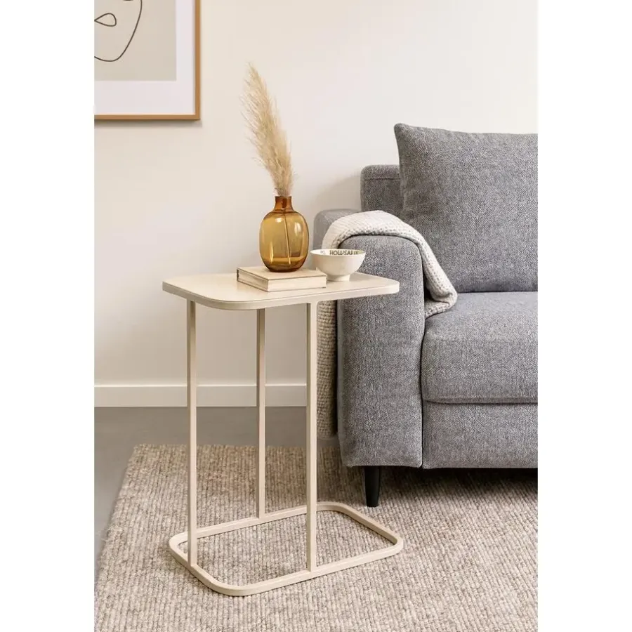 Loft24 LOFT42 Inris Bijzettafel - Metaal - Beige -51x35x55