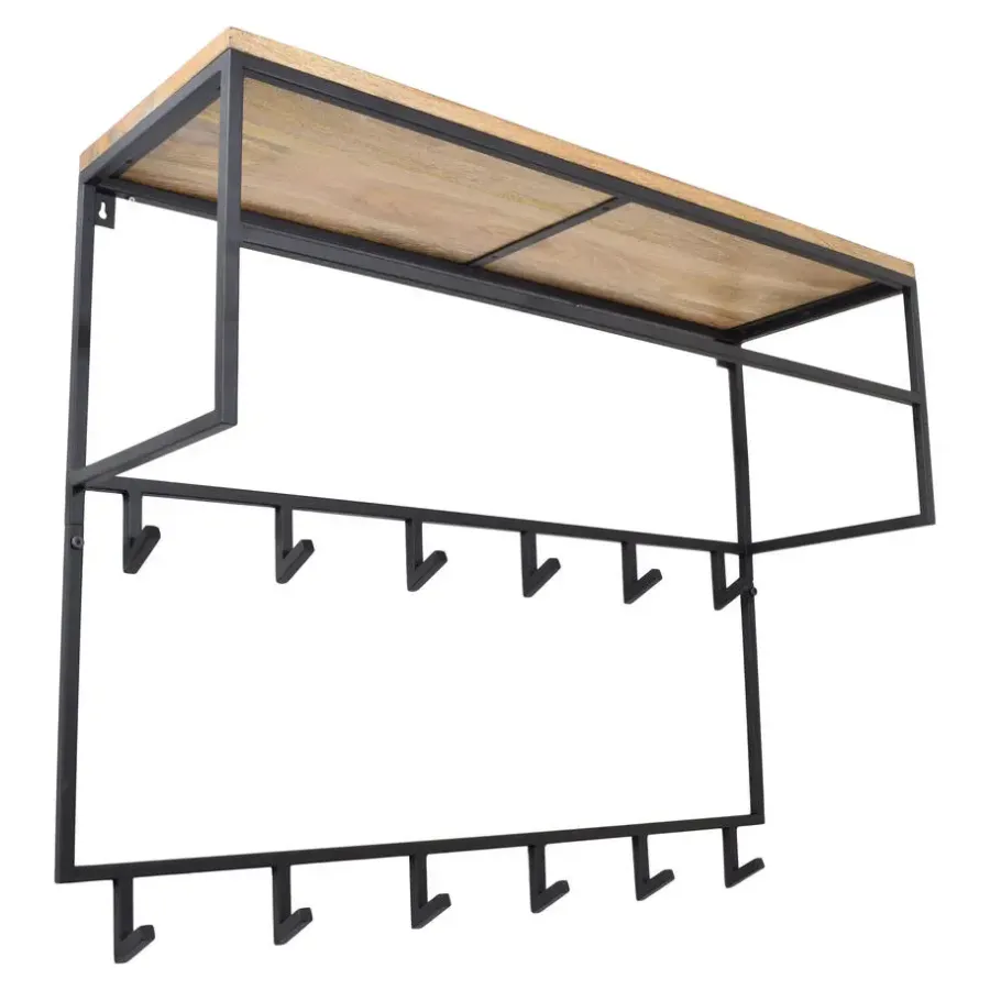Kapstokken-LOFT42 Jip Kapstok - 12 haken - Metaal - Zwart - 100x80x33