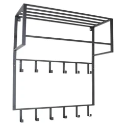 Kapstokken-LOFT42 Kapstok Boris - Zwart – Metaal – 12 haken - 90x80x30