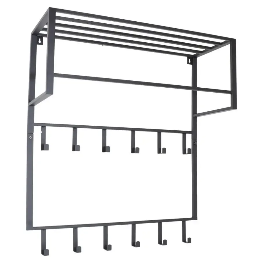 Kapstokken-LOFT42 Kapstok Boris - Zwart – Metaal – 12 haken - 90x80x30