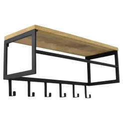 Loft24 LOFT42 Kapstok Ivory - Hout – Metaal – 6 haken en Roede - 80x36x30