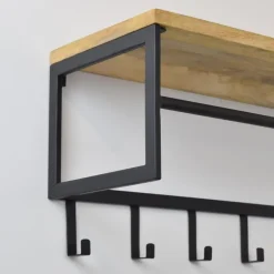 Loft24 LOFT42 Kapstok Ivory - Hout – Metaal – 6 haken en Roede - 80x36x30