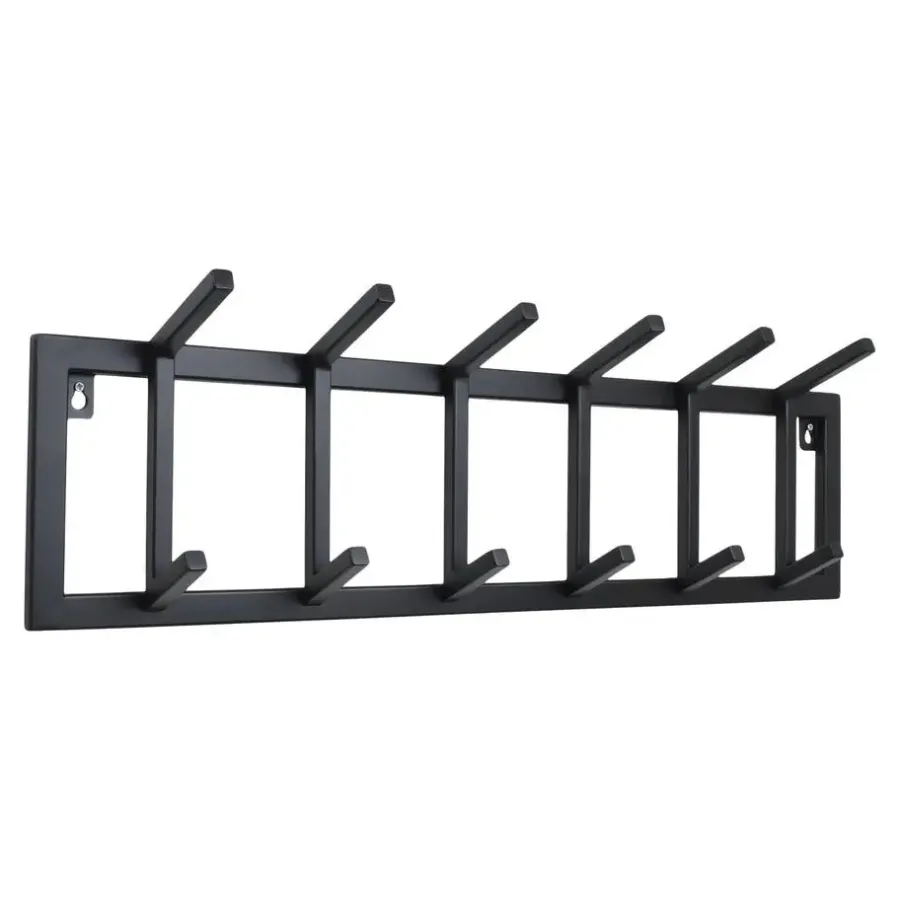 Loft24 LOFT42 Kapstok Jaimy Single - Zwart – Metaal – 6 dubbele haken - 80x24x12