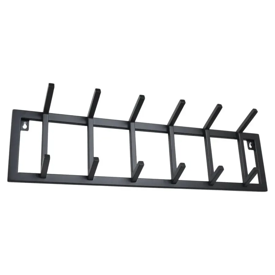 Loft24 LOFT42 Kapstok Jaimy Single - Zwart – Metaal – 6 dubbele haken - 80x24x12